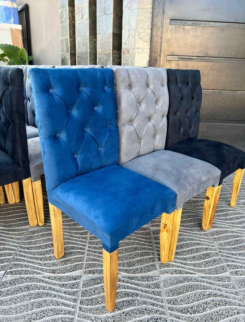 Sillas de comedor en pana colores