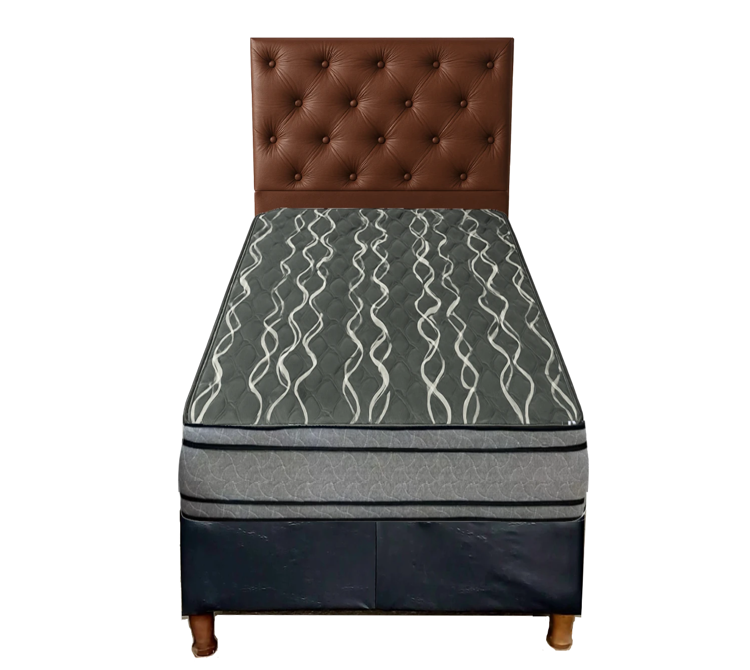 Oferta Sommier 1 Plaza + Colchón Bardó 24cm + Respaldar Marrón