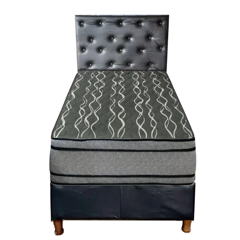Conjunto Sommier con Colchón Bardó 30cm y Respaldar negro