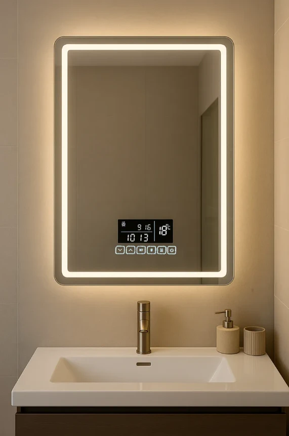 Espejo inteligente con luz led y temperatura