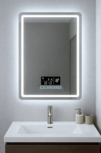 Espejo inteligente rectangular luz reloj